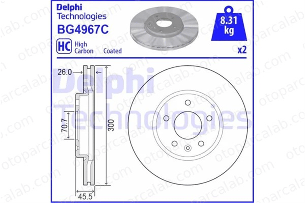 DELPHI BG4967C Fren Disk Ayna Ön Sağ ve Sol OPEL INSIGNIA B Grand Sport INSIGNIA B Sports Tourer 13521004 13517846