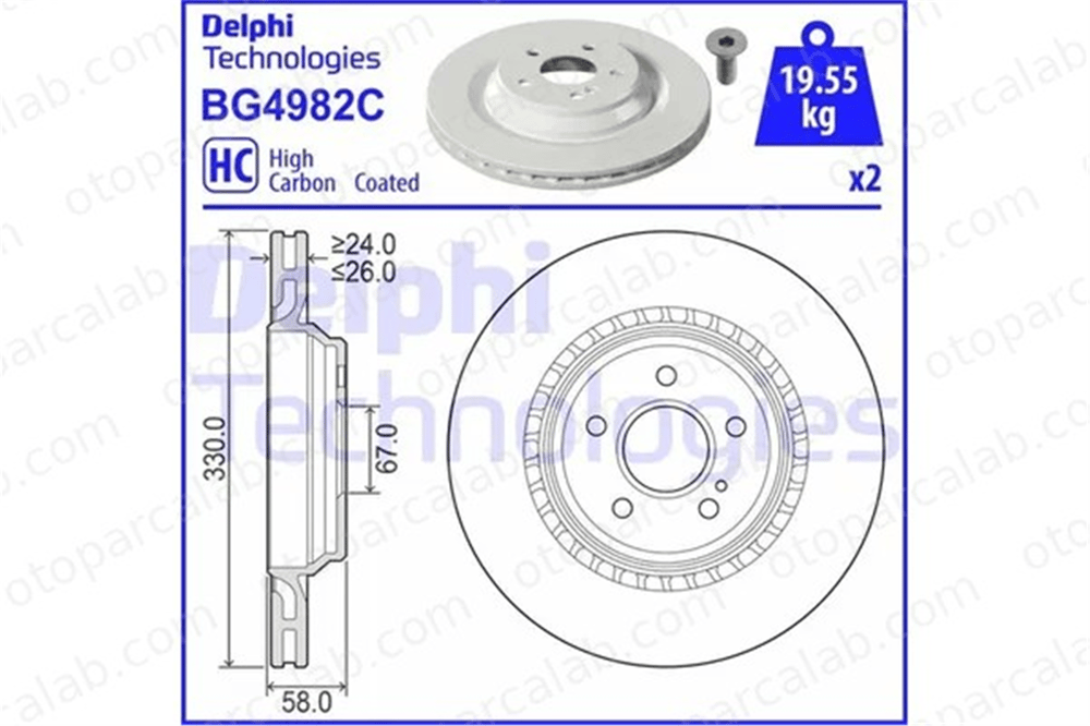 DELPHI BG4982C Fren Disk Ayna Arka Sağ ve Sol MERCEDES-BENZ SL S-SERISI Coupe 2304230812 2304230912