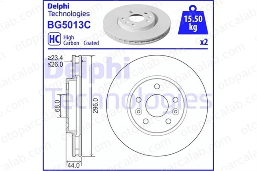 DELPHI BG5013C Fren Disk Ayna Ön Sağ ve Sol RENAULT MEGANE IV Hatchback MEGANE IV Grandtour 402062000R 402066RN0A