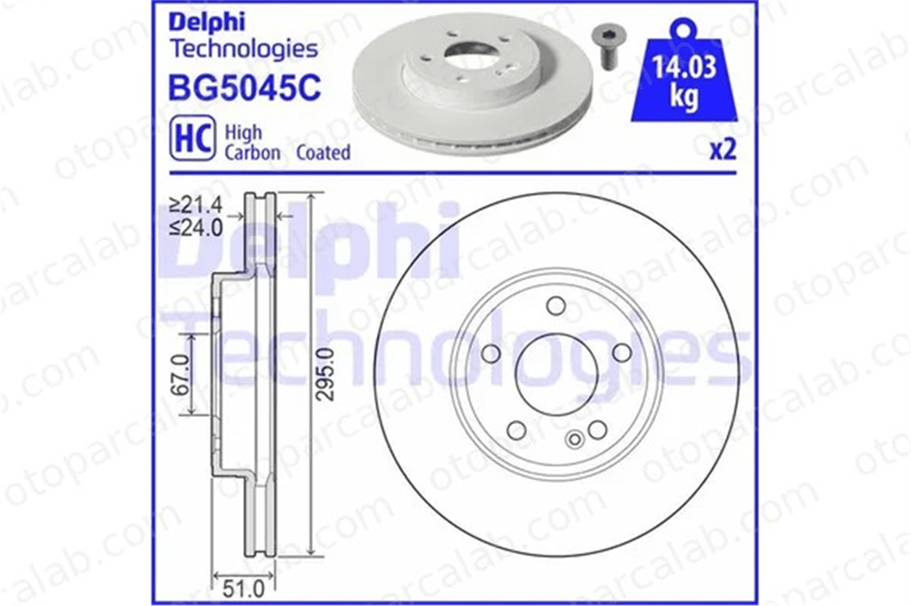 DELPHI BG5045C Fren Disk Ayna Ön Sağ ve Sol MERCEDES-BENZ A-SERISI B-SERISI Sports Tourer 2474210312 A2474210312