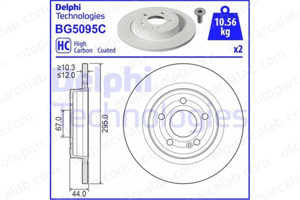 DELPHI BG5095C Fren Disk Ayna Ön Sağ ve Sol MERCEDES-BENZ A-SERISI A-SERISI Sedan A2474230212 A247423021207