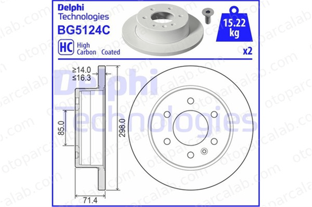 DELPHI BG5124C Fren Disk Ayna Arka Sağ ve Sol MERCEDES-BENZ SPRINTER 3,5-t Panelvan/Van SPRINTER 3,5-t Platform şasi 910423000007 9104230100