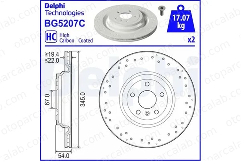DELPHI BG5207C Fren Disk Ayna Arka Sağ ve Sol MERCEDES-BENZ M-SERISI GL-SERISI A1664230312 1664230312