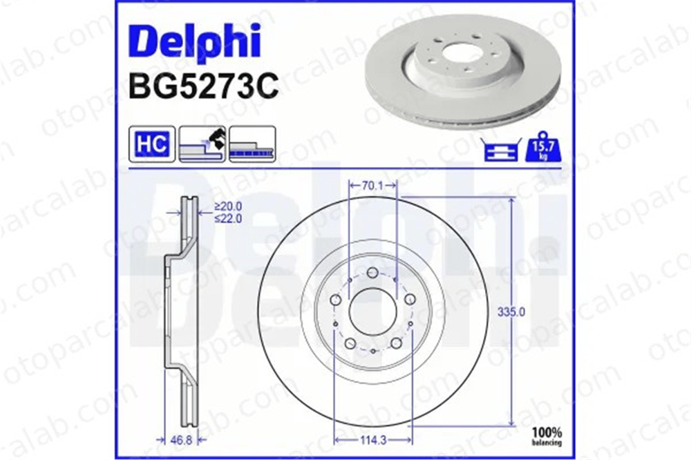 DELPHI BG5273C Fren Disk Ayna Arka Sağ ve Sol TESLA MODEL Y 118863699A 118863700A