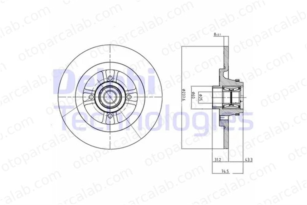 DELPHI BG9025RS Fren Disk Ayna Arka Sağ ve Sol RENAULT MEGANE I 19 II Chamade 7700828882 7700829553