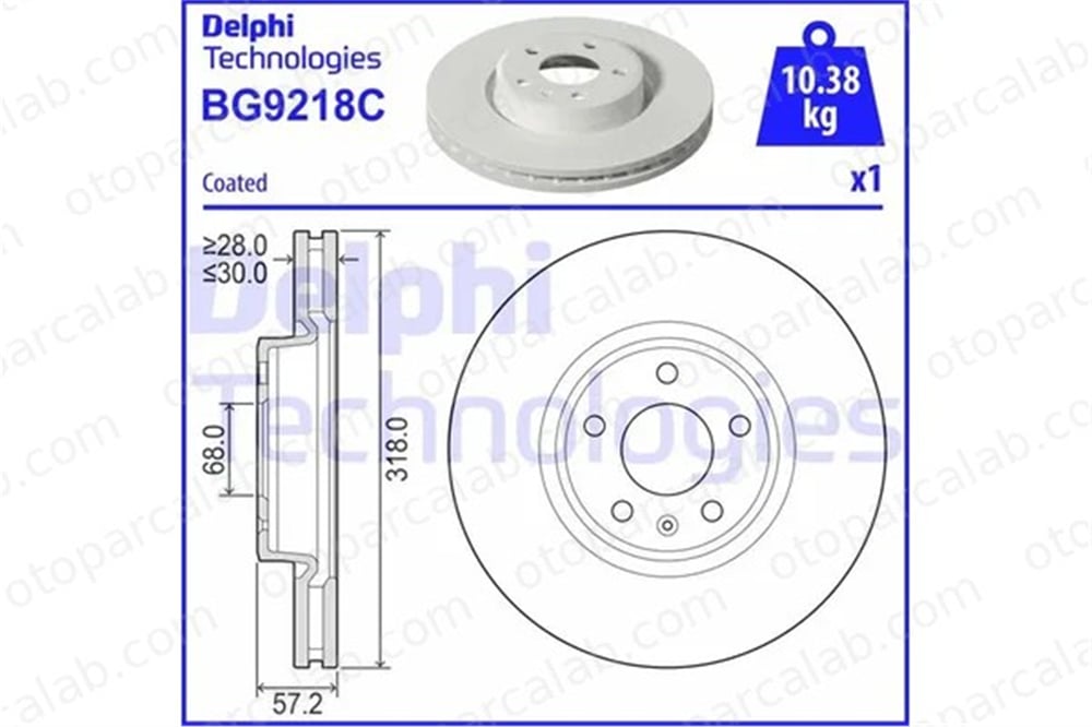 DELPHI BG9218C Fren Disk Ayna Ön Sağ ve Sol AUDI A4 B9 A4 B9 Avant 8W0615301H 80A615301