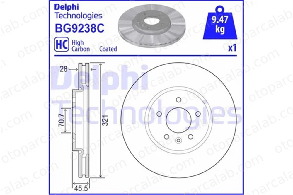 DELPHI BG9238C Fren Disk Ayna Ön Sağ ve Sol OPEL INSIGNIA B Grand Sport INSIGNIA B Sports Tourer 13517853 13521005