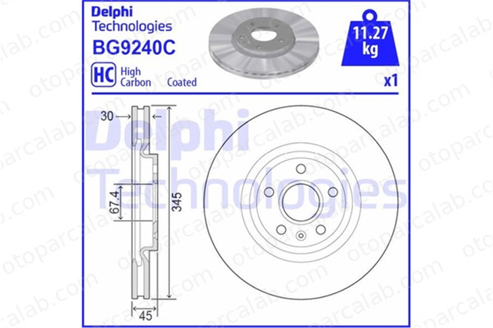 DELPHI BG9240C Fren Disk Ayna Ön Sağ ve Sol OPEL INSIGNIA B Country Tourer INSIGNIA B Grand Sport 13598064