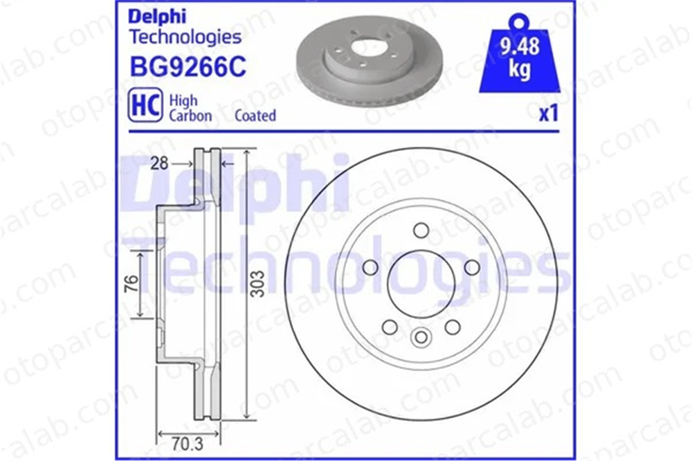 DELPHI BG9266C Fren Disk Ayna Ön Sağ ve Sol VW CRAFTER Panelvan/Van MAN TGE Panelvan/Van 2N0615301A 65508030000