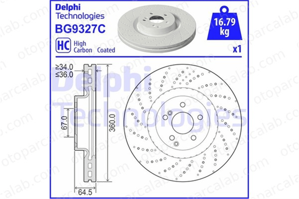 DELPHI BG9327C Fren Disk Ayna Ön Sağ ve Sol MERCEDES-BENZ C-SERISI Coupe C-SERISI 4212012 0004212012