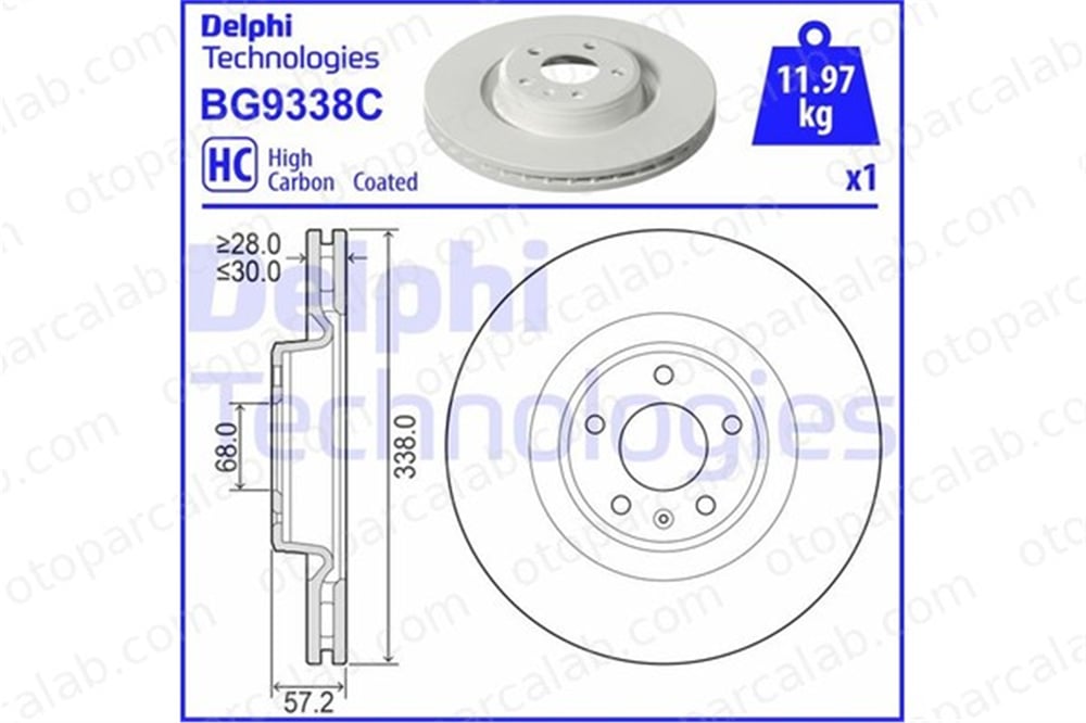 DELPHI BG9338C Fren Disk Ayna Ön Sağ ve Sol AUDI A4 B9 A5 8W0615301AB 80A615301A