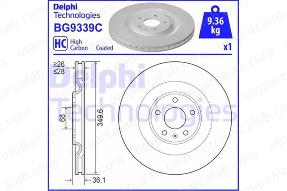DELPHI BG9339C Fren Disk Ayna Arka Sağ ve Sol AUDI Q7 A8 D5 4M0615601J 4M0615601P