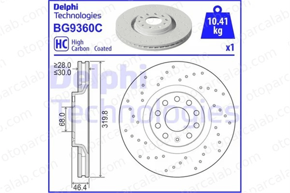 DELPHI BG9360C Fren Disk Ayna Ön Sağ ve Sol AUDI A4 B7 A4 B7 Avant 8E0615301AD 8E0615301AE