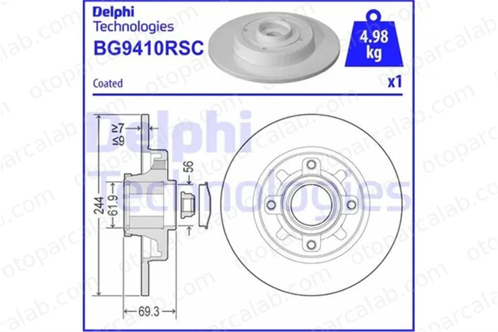DELPHI BG9410RSC Fren Disk Ayna Arka Sağ ve Sol PEUGEOT 2008 I 208 I 1623835180 39181957