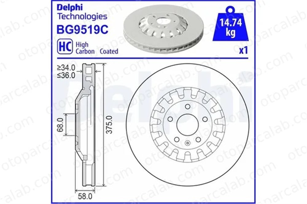 DELPHI BG9519C Fren Disk Ayna Ön Sağ ve Sol AUDI Q7 A8 D5 4M0615301AS 4M0615301AD