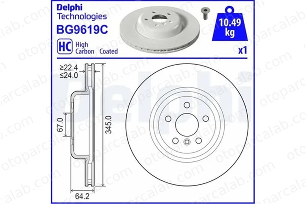 DELPHI BG9619C Fren Disk Ayna Arka Sağ ve Sol BMW 5 5 Touring 34208853554