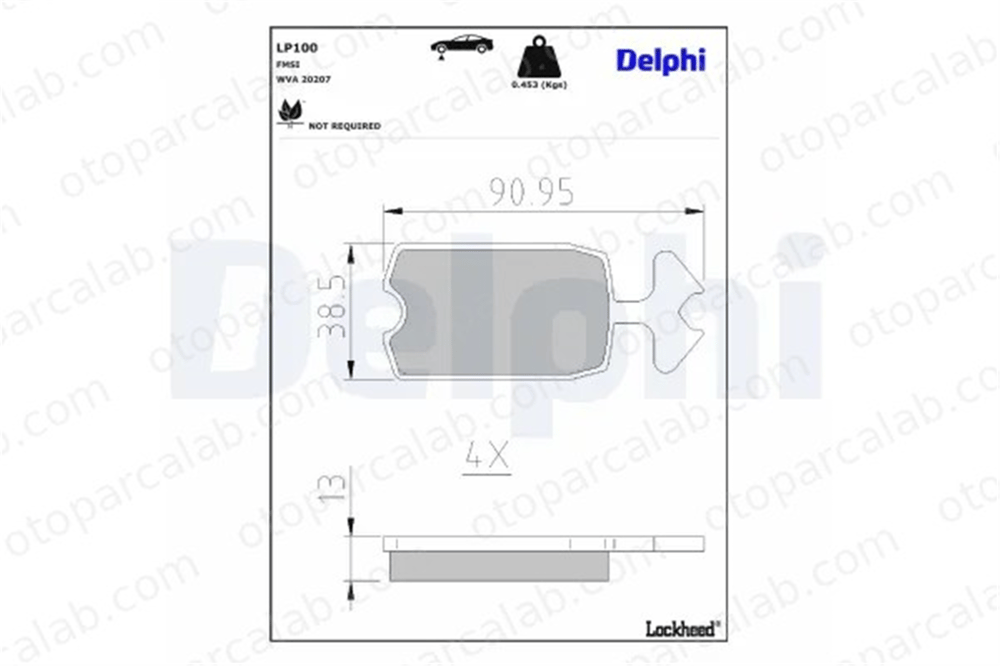 DELPHI LP100 Fren Disk Balata Ön CITROËN 2 CV AMI 1M5434279A 5434279
