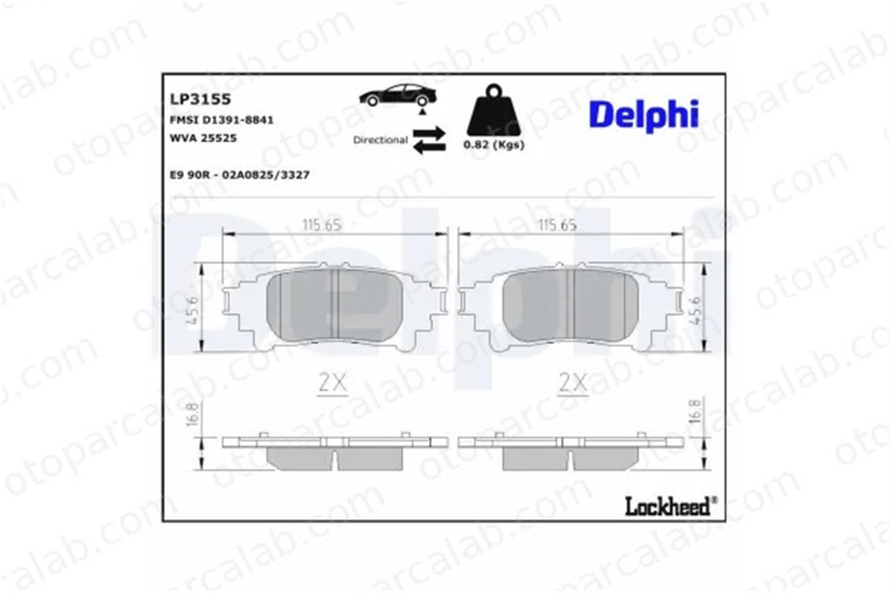 DELPHI LP3155 Fren Disk Balata Arka LEXUS GS IS III 446630280 446630281