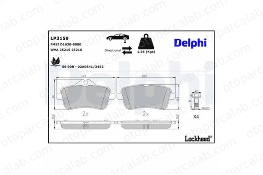 DELPHI LP3159 Fren Disk Balata Ön MERCEDES-BENZ GLE Coupe GLE 64203520 4206504