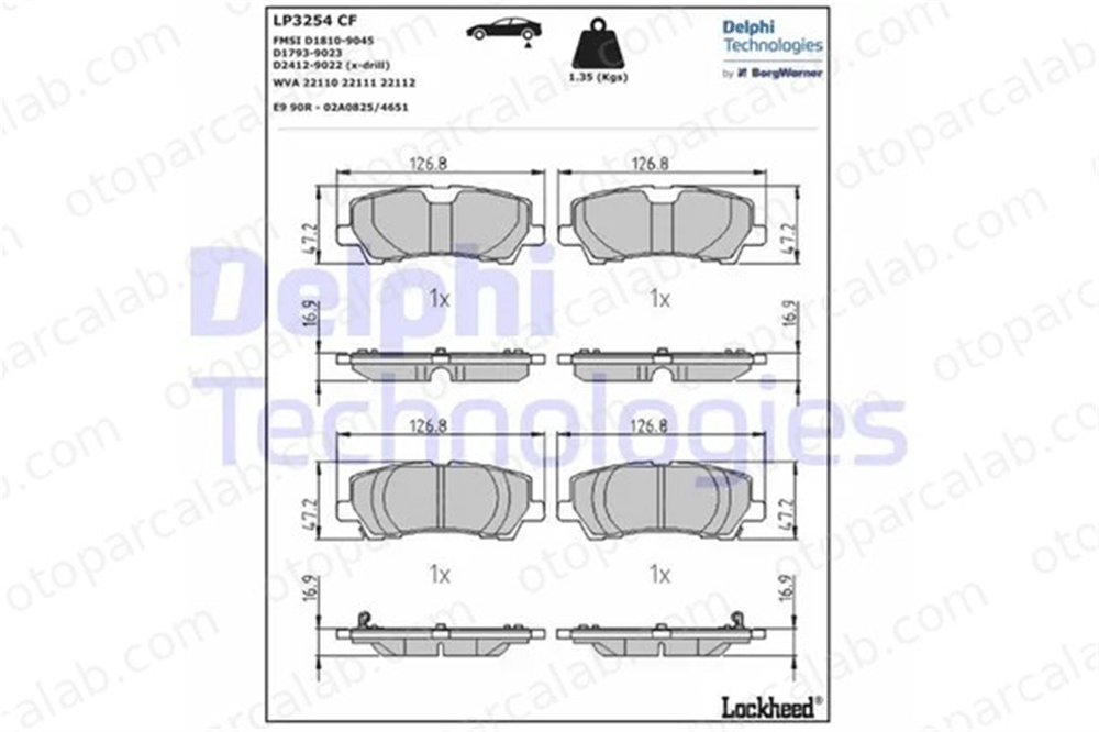 DELPHI LP3254 Fren Disk Balata Ön FORD USA MUSTANG Convertible MUSTANG Coupe 5346407 5281018