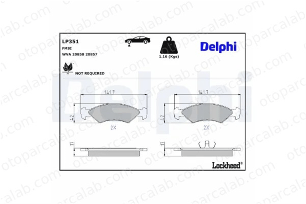 DELPHI LP351 Fren Disk Balata Ön FORD FIESTA II FIESTA Kasa/eğik arka 5015917 5016917