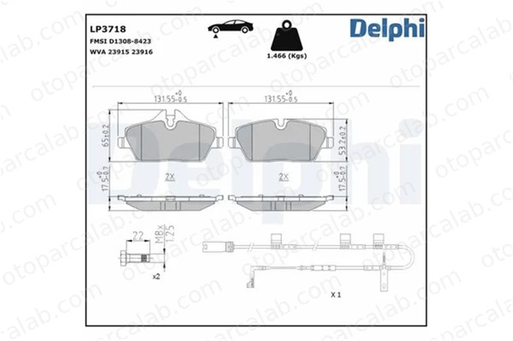 DELPHI LP3718 Fren Disk Balata Ön MINI MINI MINI CLUBMAN 34112289143 34106884263