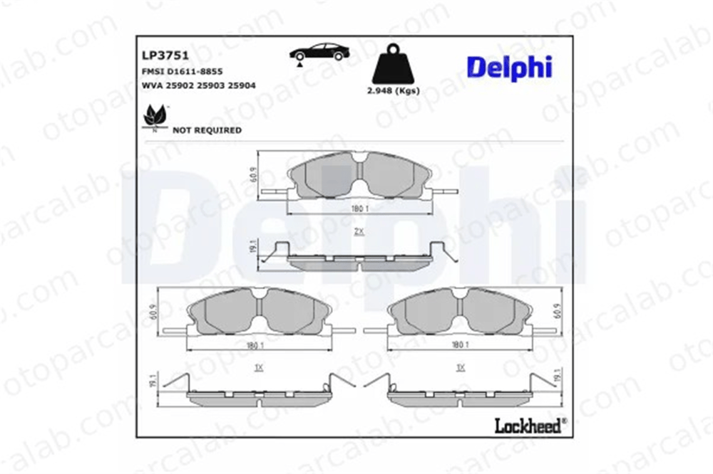 DELPHI LP3751 Fren Disk Balata Ön FORD USA EXPLORER TAURUS 5305764 BRF1475