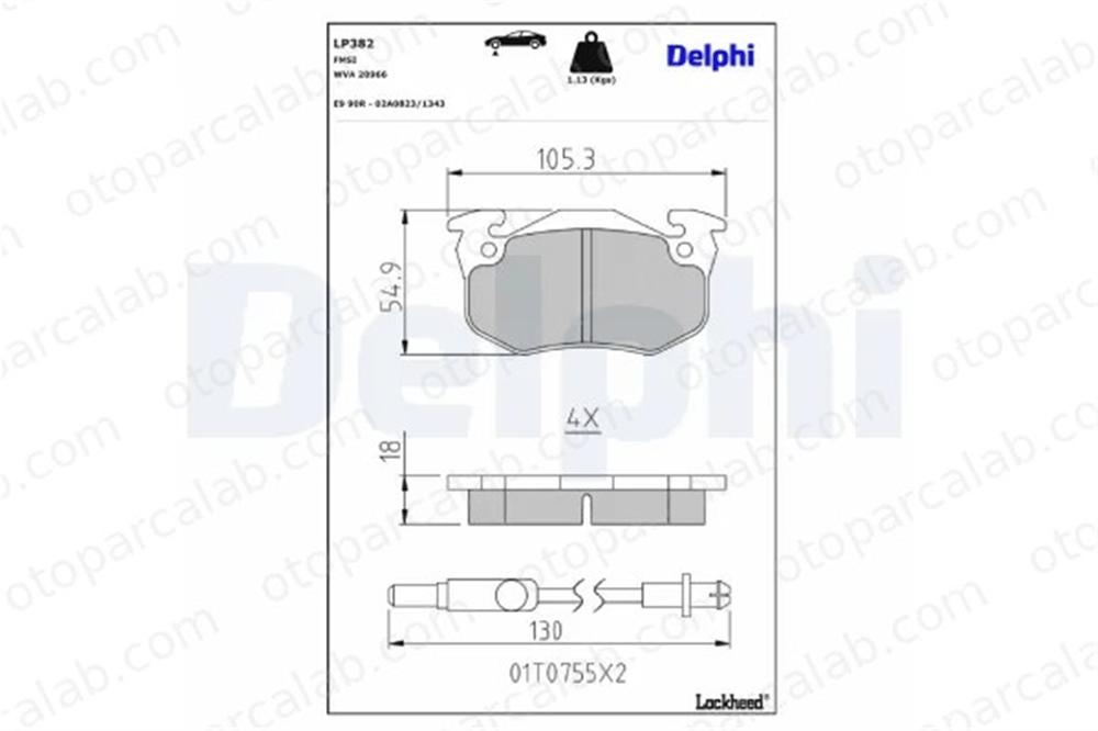 DELPHI LP382 Fren Disk Balata Ön PEUGEOT 309 I CITROËN C15 Kasa/büyük limuzin 425032 425050