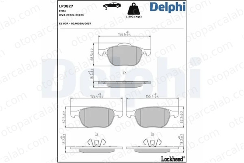 DELPHI LP3827 Fren Disk Balata Ön FORD FOCUS III Turnier FOCUS III 1712024 2188058