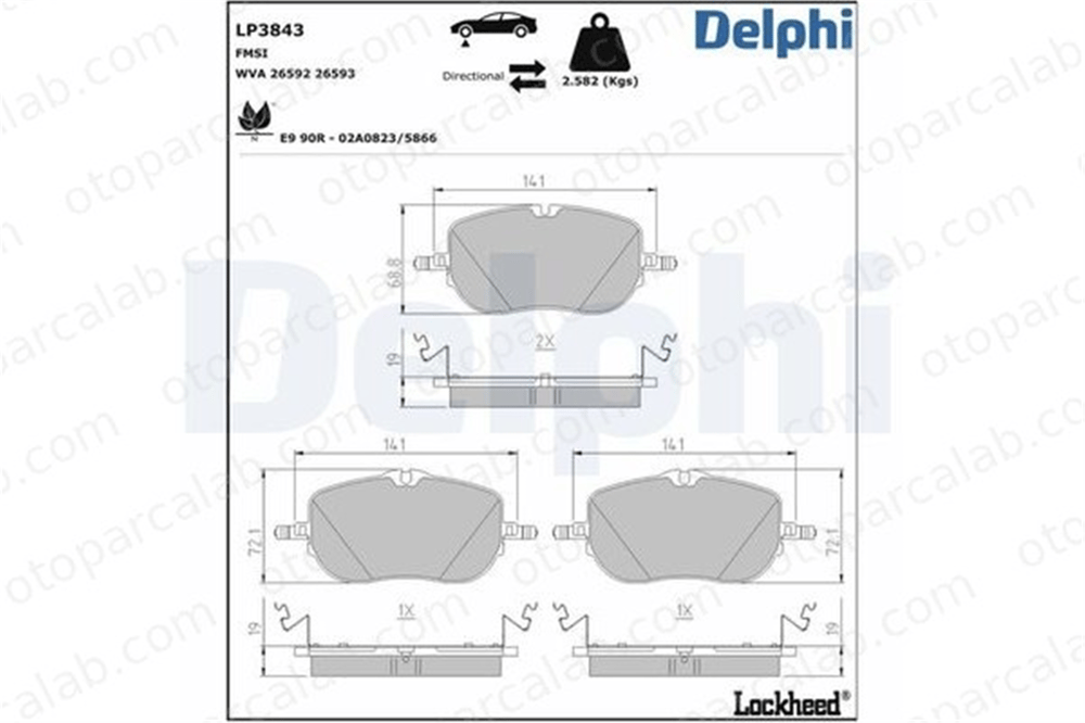 DELPHI LP3843 Fren Disk Balata Ön OPEL INSIGNIA A INSIGNIA A Sports Tourer A0004203103 4200004