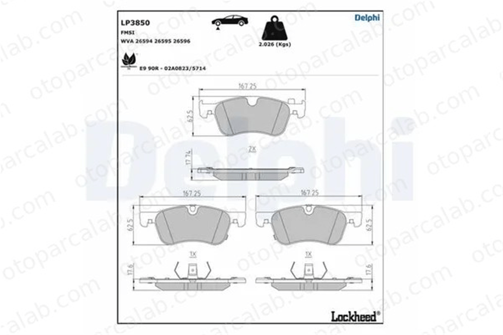 DELPHI LP3850 Fren Disk Balata Ön RENAULT DUSTER D10606RN0A 410600318R