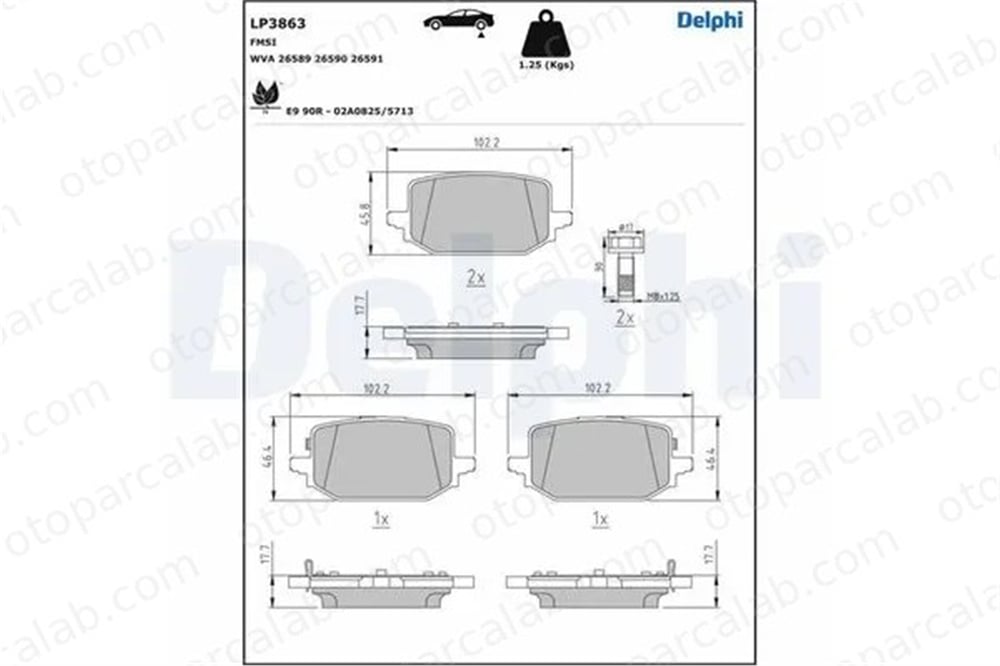 DELPHI LP3863 Fren Disk Balata Arka FORD ESCORT I ESCORT II D40606RA0B 440604785R
