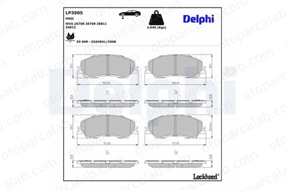 DELPHI LP3905 Fren Disk Balata Ön ISUZU D-MAX II 8975546600 8978279590