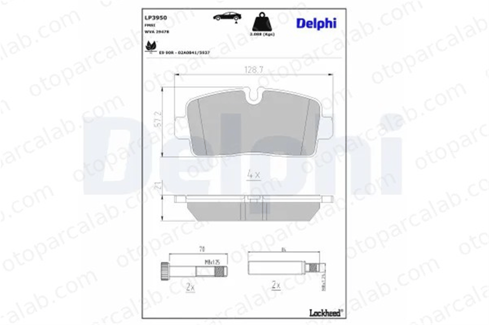 DELPHI LP3950 Fren Disk Balata Arka IVECO DAILY VI Panelvan/Van DAILY VI Platform şasi 42579529