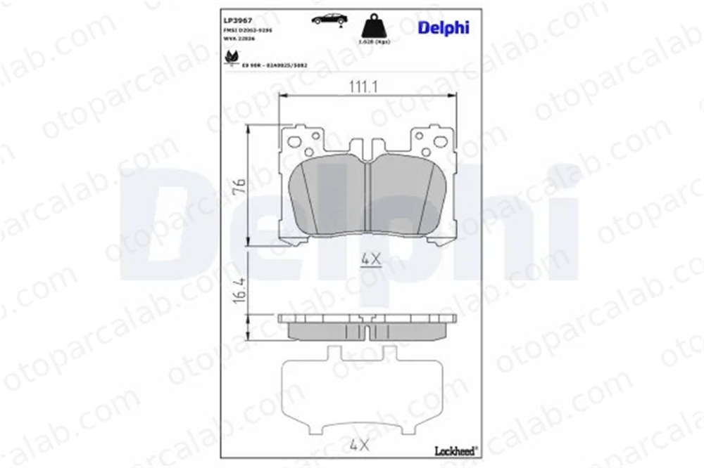 DELPHI LP3967 Fren Disk Balata Arka LEXUS LC Coupe LS 446611010 0446611010