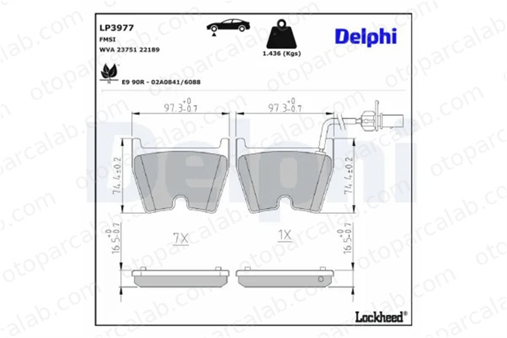 DELPHI LP3977 Fren Disk Balata Ön AUDI R8 VW PHAETON 8T0698151C 8T0698151E