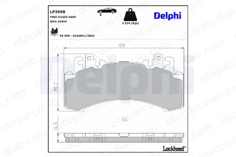DELPHI LP3998 Fren Disk Balata Ön MERCEDES-BENZ EQE A0004200906 A0004210902