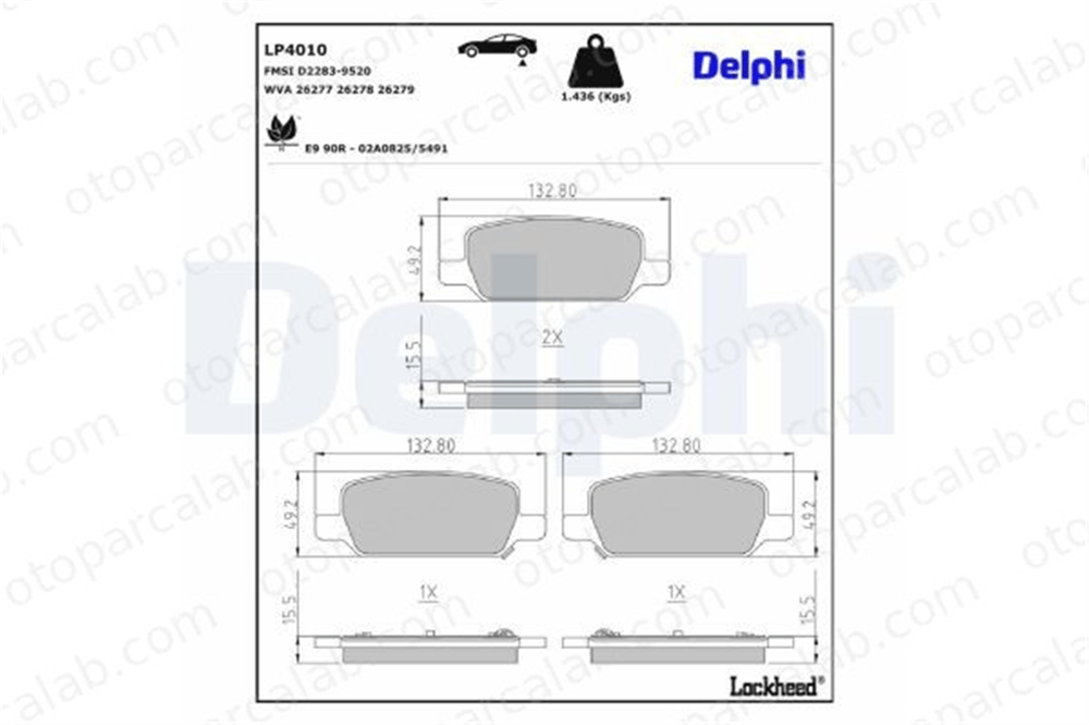 DELPHI LP4010 Fren Disk Balata Arka TESLA MODEL 3 MODEL Y 800824400A 800824500B