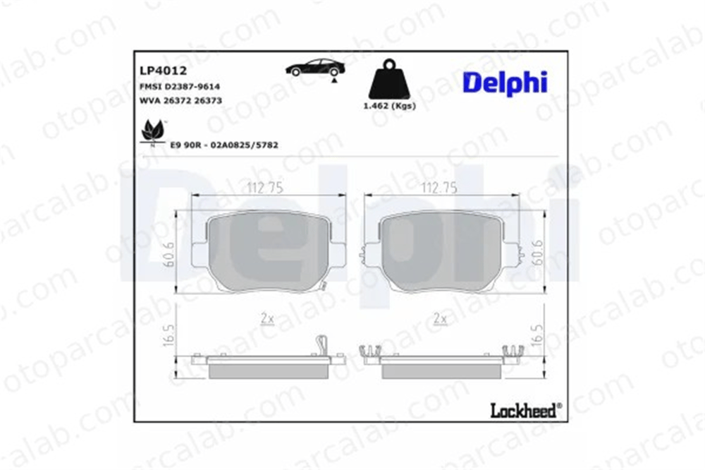 DELPHI LP4012 Fren Disk Balata Arka TESLA MODEL 3 MODEL Y 800824600A 800824600C