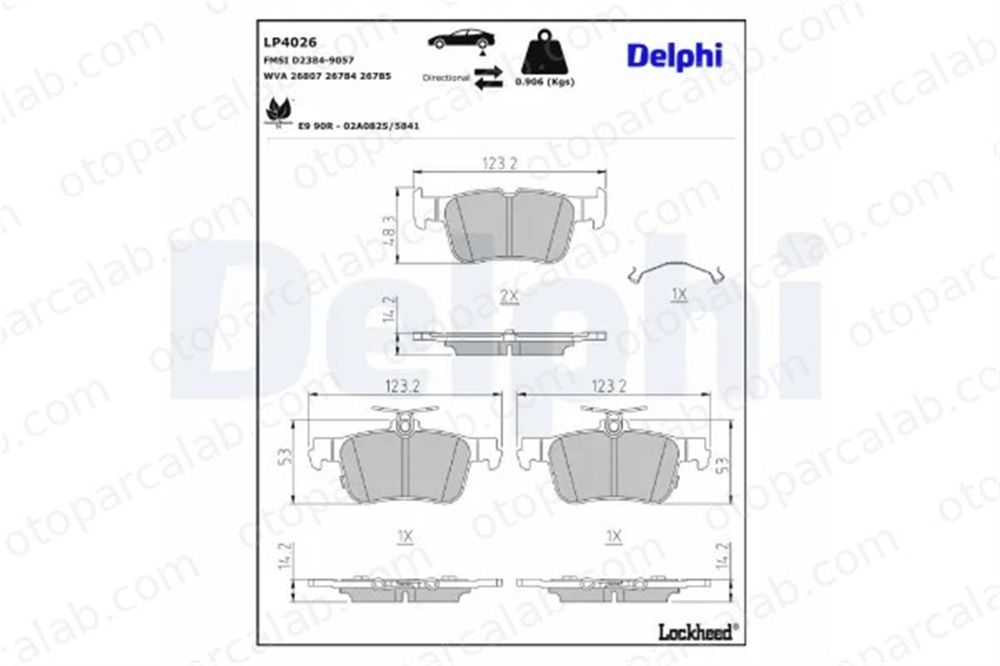 DELPHI LP4026 Fren Disk Balata Arka FORD KUGA II MONDEO V Turnier 2478915 2590497
