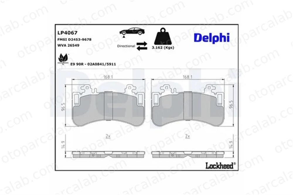 DELPHI LP4067 Fren Disk Balata Ön MERCEDES-BENZ EQE A0004200706 A0004206103