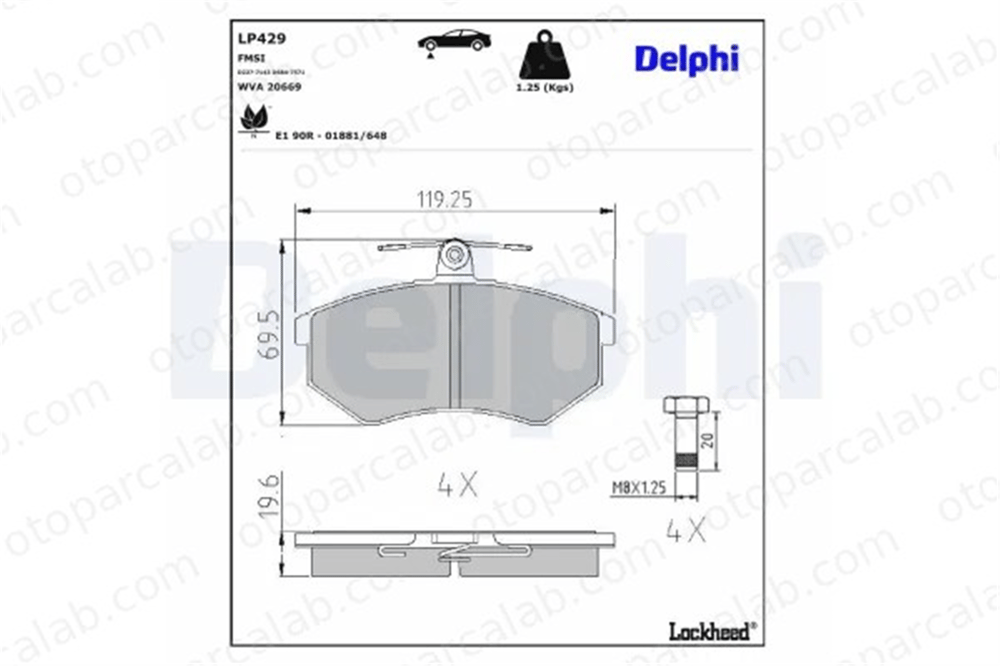 DELPHI LP429 Fren Disk Balata Ön VW PASSAT B3/B4 PASSAT B3/B4 Variant 357698151B 357698151
