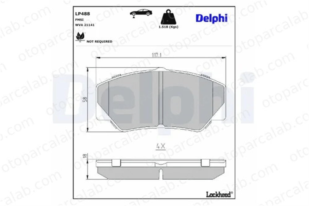 DELPHI LP488 Fren Disk Balata Ön FORD TRANSIT Minibüs/Otobüs TRANSIT Panelvan/Van 5023486 6150947