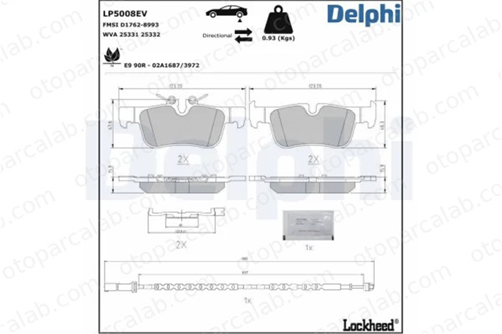 DELPHI LP5008EV Fren Disk Balata Ön MINI MINI COUNTRYMAN MINI 34206885547 34216859917