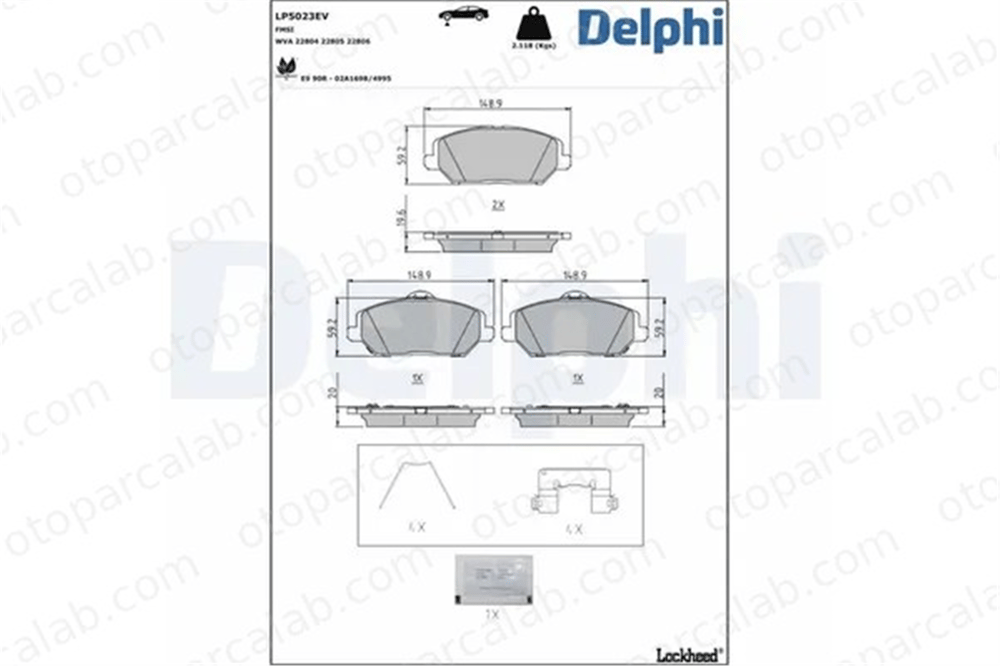DELPHI LP5023EV Fren Disk Balata Ön HYUNDAI i30 i30 Station wagon 58101G4A00 58101G4A10