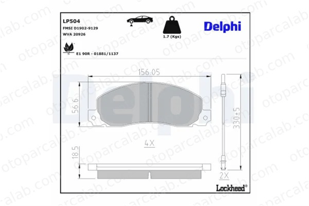 DELPHI LP504 Fren Disk Balata Ön RENAULT TRAFIC Panelvan/Van TRAFIC Minibüs/Otobüs 4403271 4403272