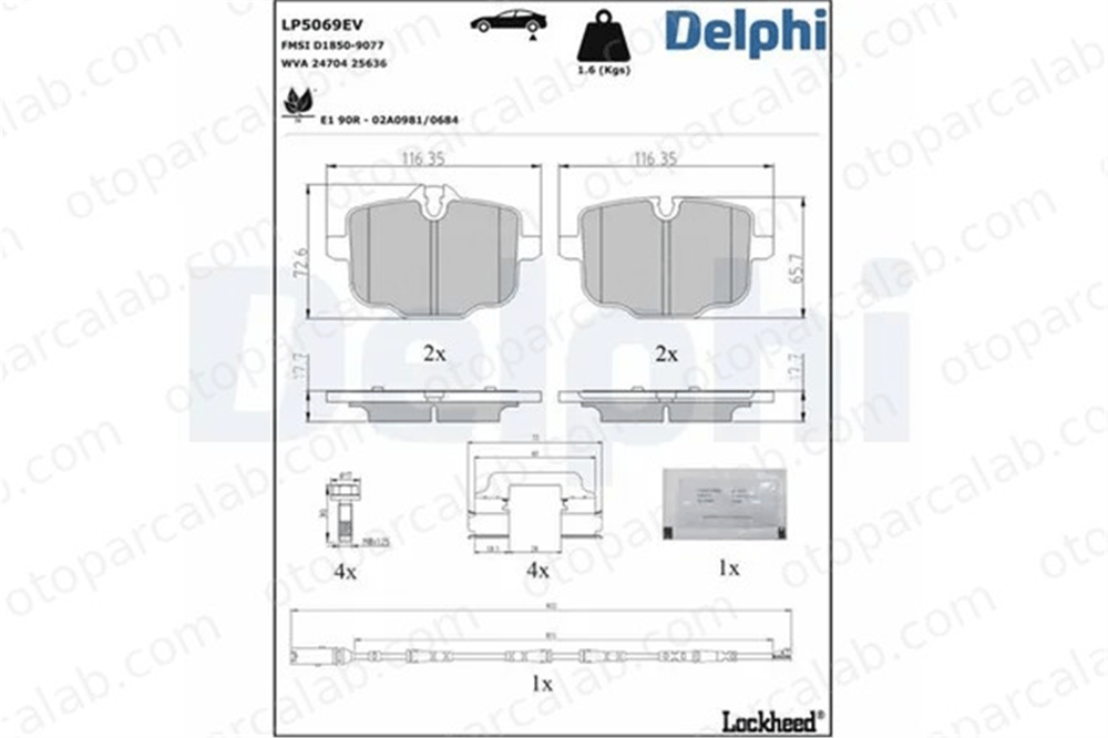 DELPHI LP5069EV Fren Disk Balata Ön BMW 5 6 Gran Turismo 34216890353