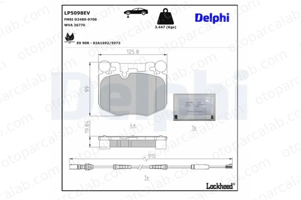 DELPHI LP5098EV Fren Disk Balata Ön BMW 4 Coupe X6 LP5098EV 34108844368