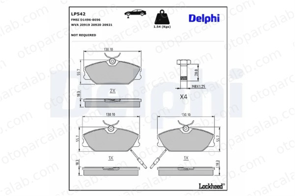 DELPHI LP542 Fren Disk Balata Ön RENAULT 25 ESPACE II 7701202289 7701202896
