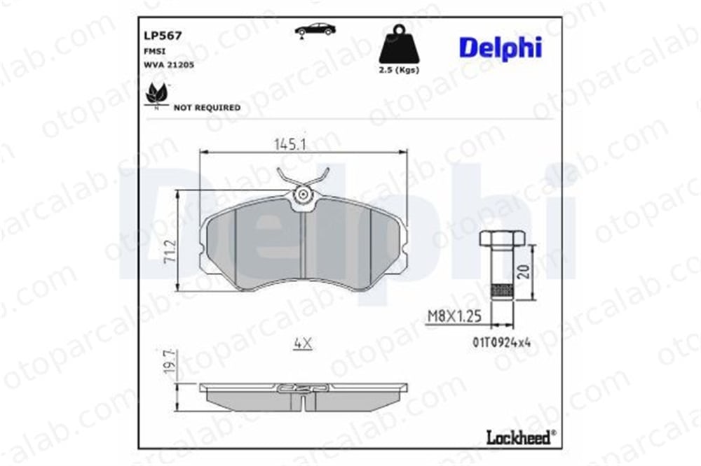 DELPHI LP567 Fren Disk Balata Ön FIAT DUCATO Panelvan/Van DUCATO Platform şasi 9940099 9940999